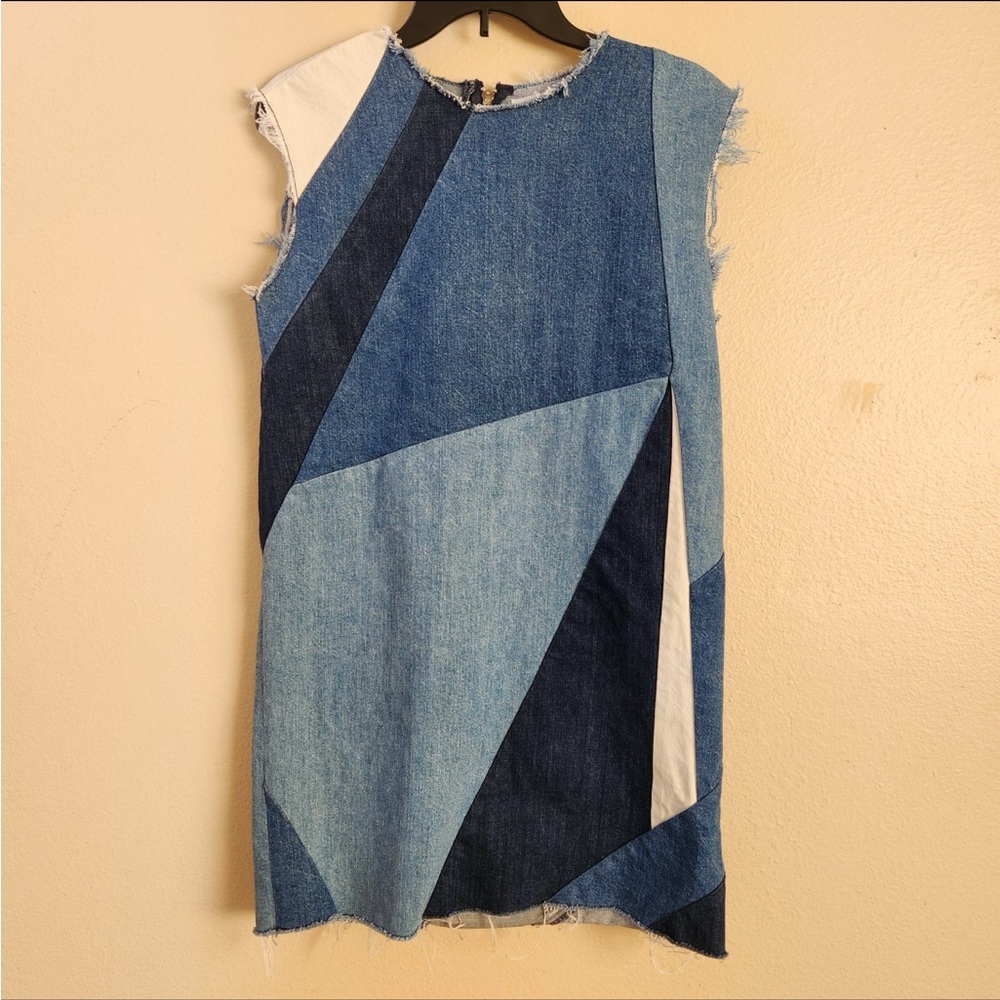 Maje Denim Jean Patchwork Shift Mini Dress